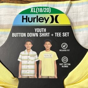 Hurley Youth Button Down Shirt & Tee Set Size XL NWT